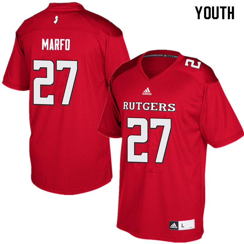 Youth #27 Kobe Marfo Rutgers Scarlet Knights College Football Jerseys Sale-Red - Click Image to Close